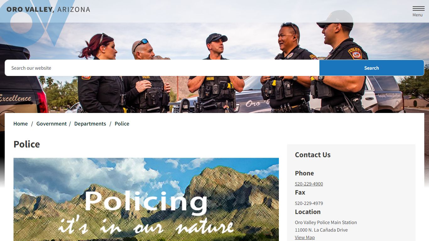 Police – Oro Valley | it's in our nature